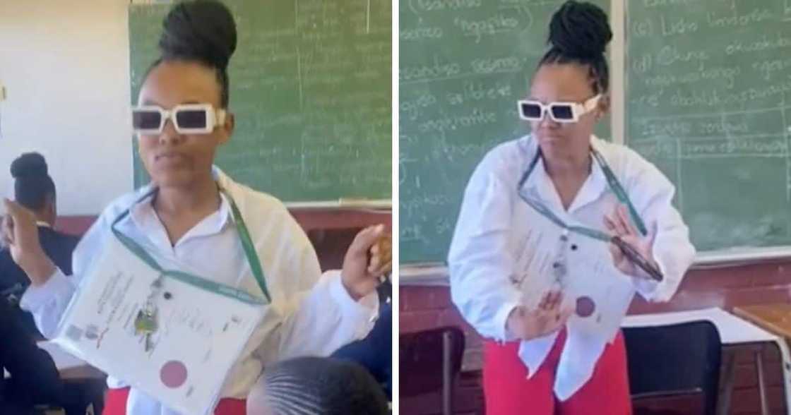 Young teacher graduate trends for epic moves to Myztro Ah Ah' in class