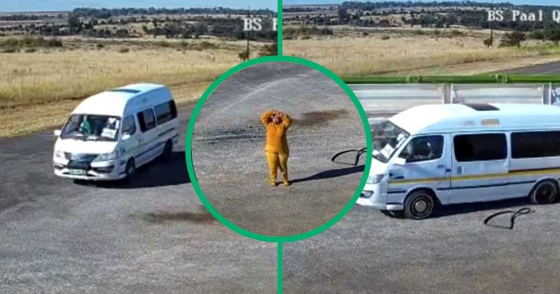 Collage image of a taxi getting dragged by a tractor