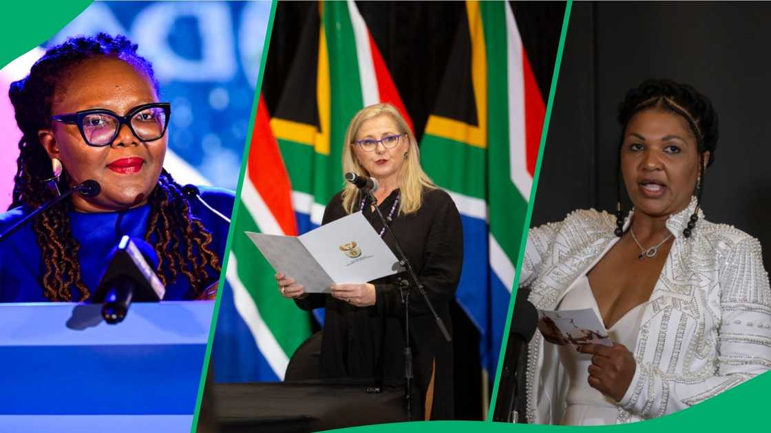 Siviwe Gwarube, Samantha Graham and Bernice Swarts are the new female cabinet members in the GNU Siviwe Gwarube, Samantha Graham and Bernice Swarts are the new female cabinet members in the GNU