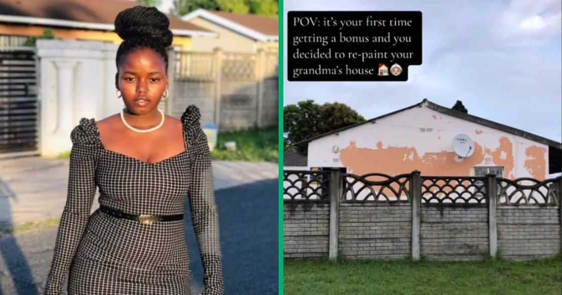 Woman uses her 1st bonus to repaint gogo's house