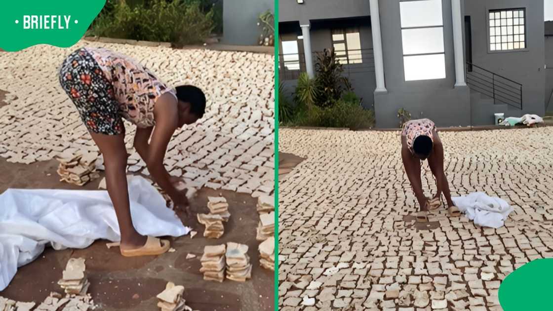 Woman's bread walkway causes confusion Woman's bread walkway causes confusion