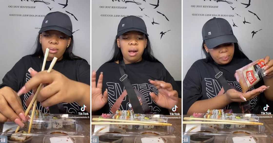 A Mzansi woman tried sushi and wasabi