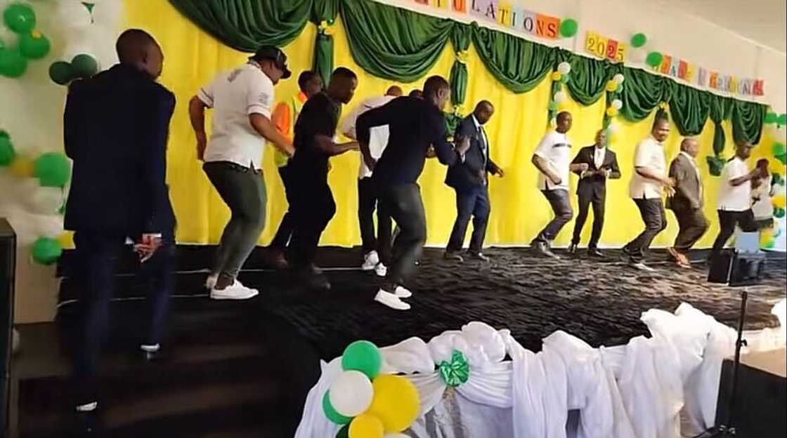 Dads took center stage at their children's Grade R graduation, showing off their dance skills.
