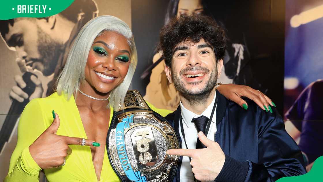 Jade Cargill and Tony Khan in Inglewood, California Jade Cargill and Tony Khan in Inglewood, California