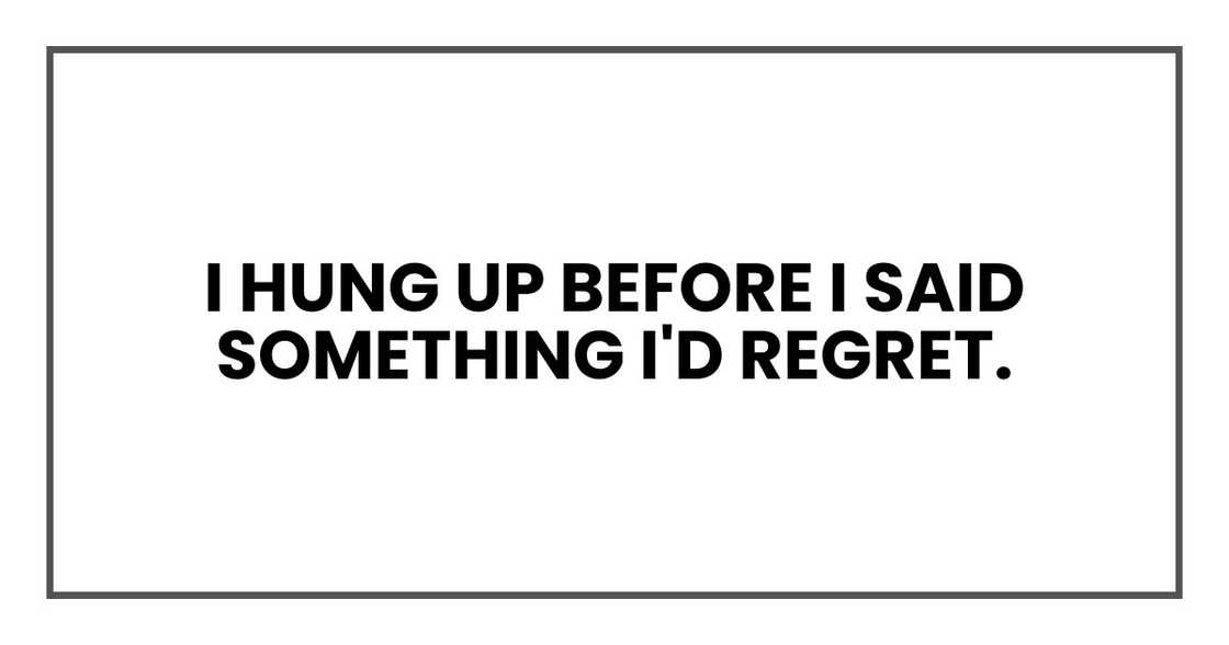I hung up before I said something I'd regret. I hung up before I said something I'd regret.