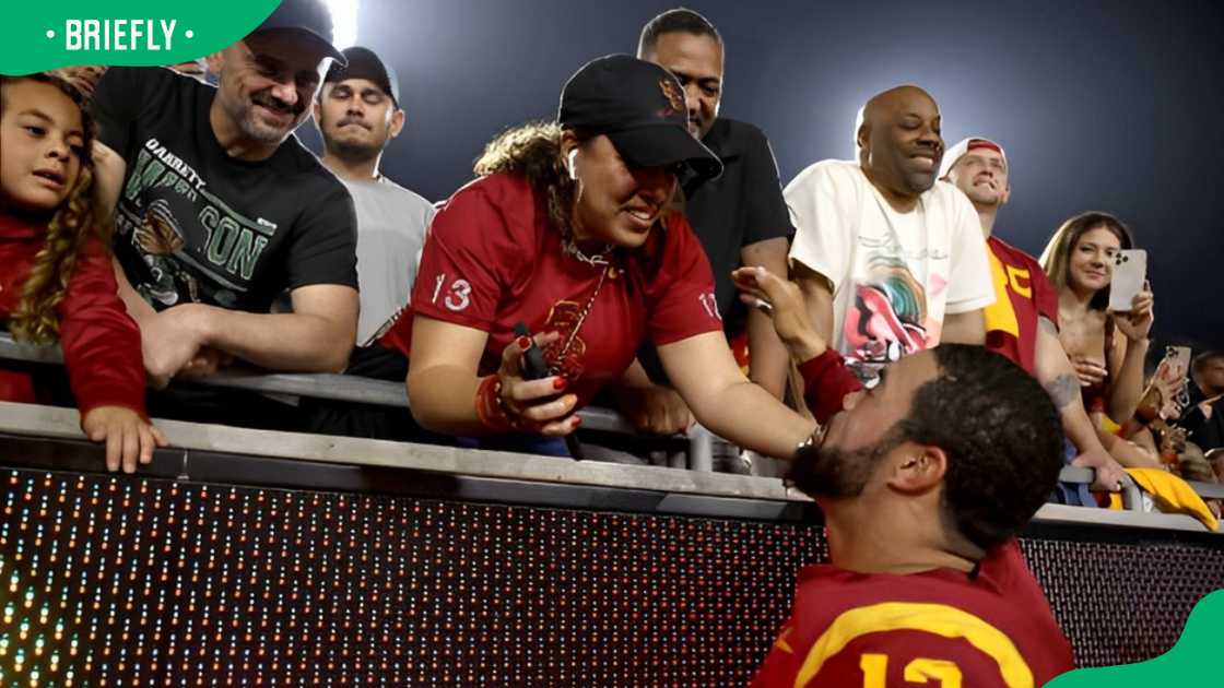 Caleb Williams celebrating with his mother