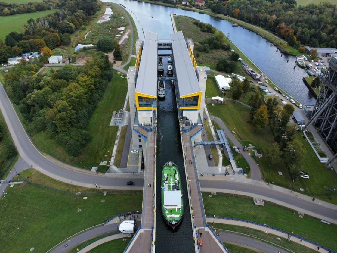 The engineering feat in Niederfinow, eastern Germany, stands at 55 metres tall