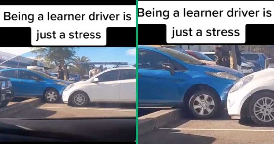 A car crashed into another one at the mall A car crashed into another one at the mall