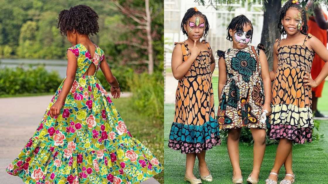 Floral A-line and straight African gowns Floral A-line and straight African gowns