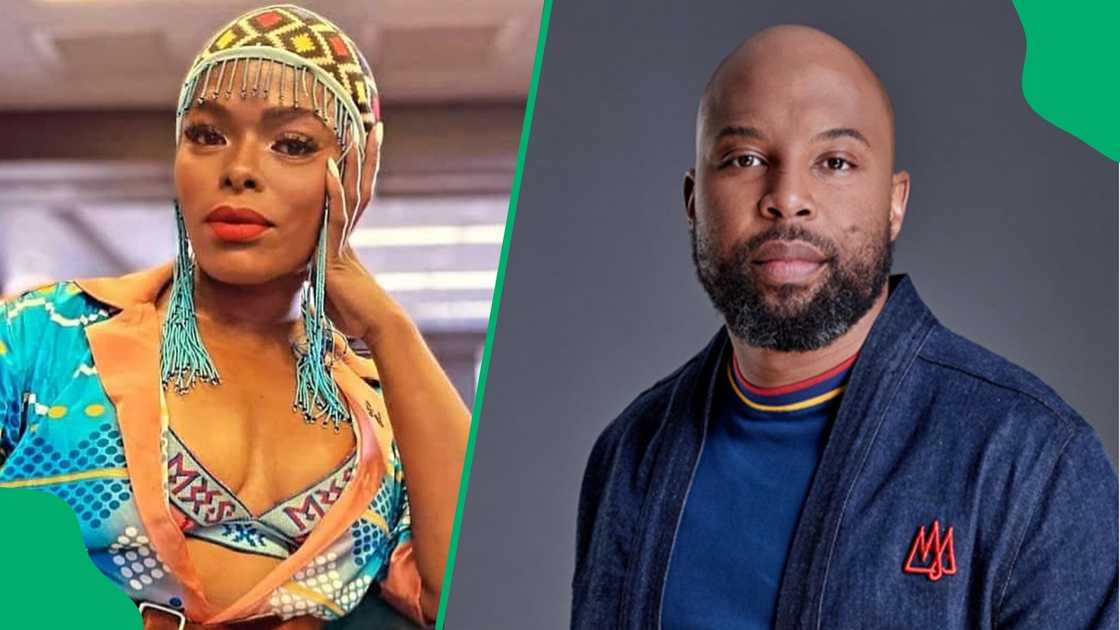 Sizwe Dhlomo gives Unathi Nkayi her flowers