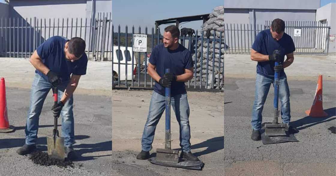 Young man tells about how he helped fill 96 potholes and improve the community Young man tells about how he helped fill 96 potholes and improve the community