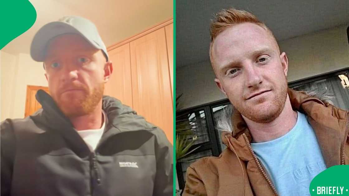 The image on the right showed Jay sitting outside his patio The image on the right showed Jay sitting outside his patio