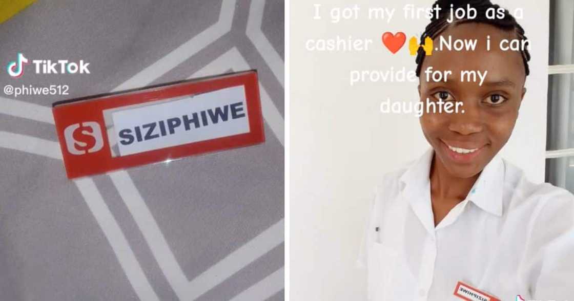 Young woman lands first job as cashier Young woman lands first job as cashier