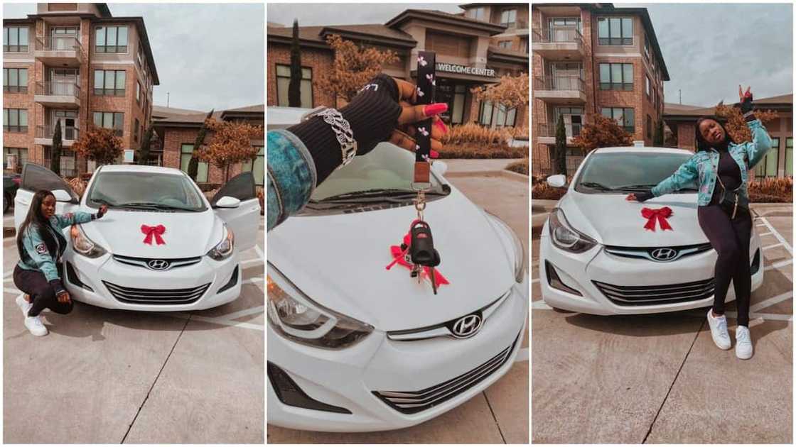 Young Nigerian buys expensive white new car to mark 24th birthday, many react