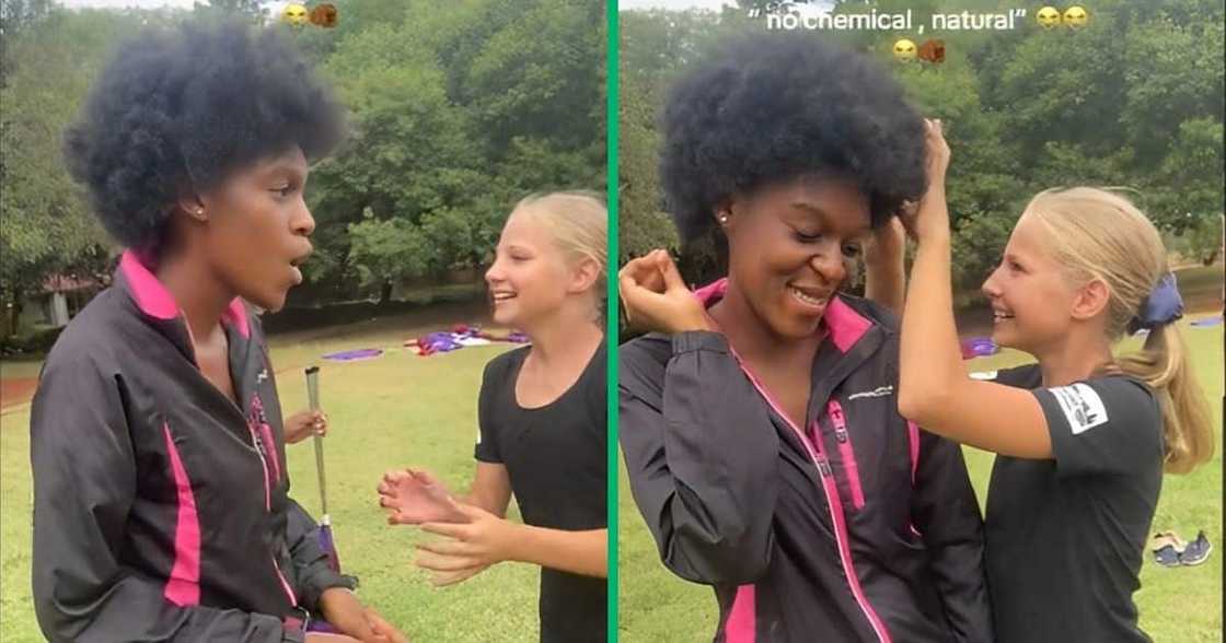 TikTok video shows girl flexing afro