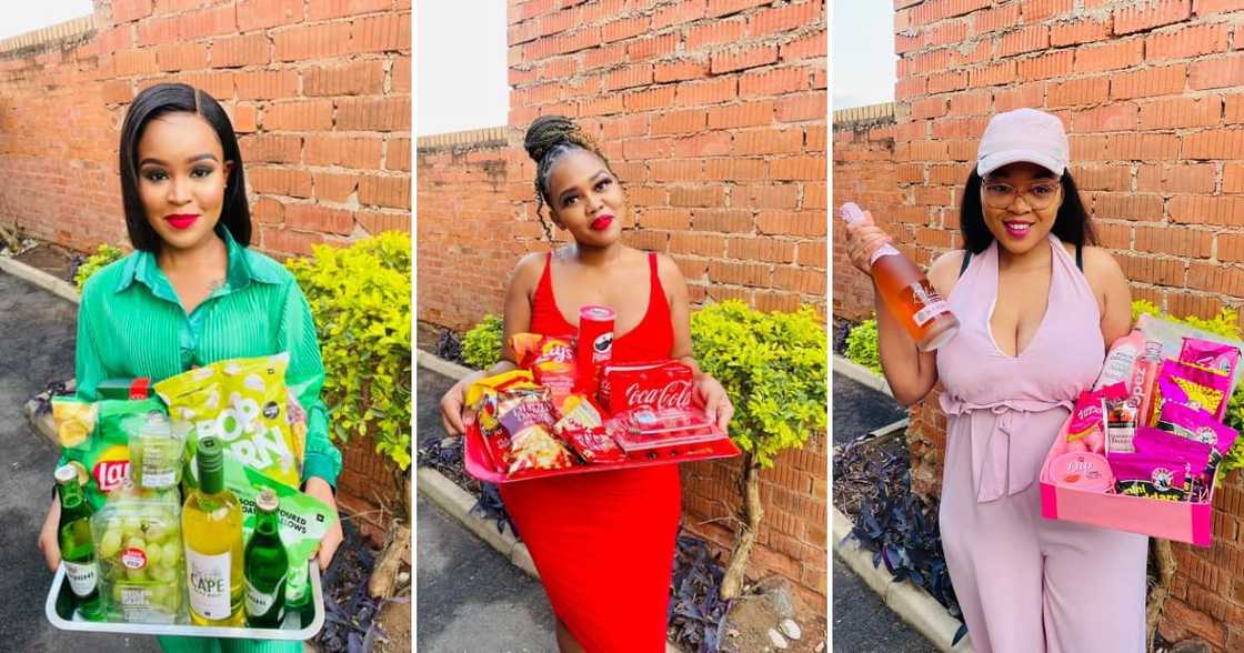 Women and their rainbow picnic challenge baskets