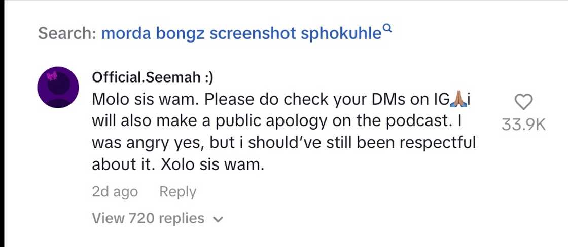 Seemah apologised to DJ Zinhle