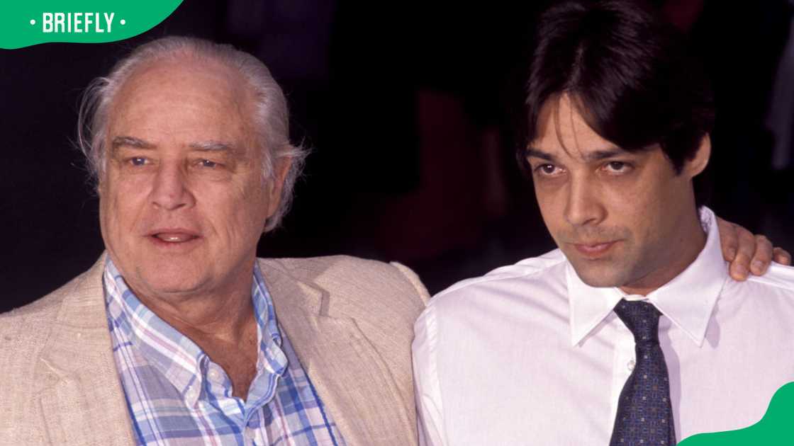Marlon Brando and Christian Brando in 1990 Marlon Brando and Christian Brando in 1990