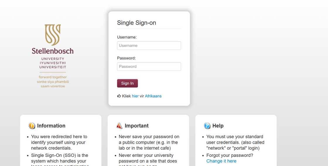 Stellenbosch online portal login Stellenbosch online portal login