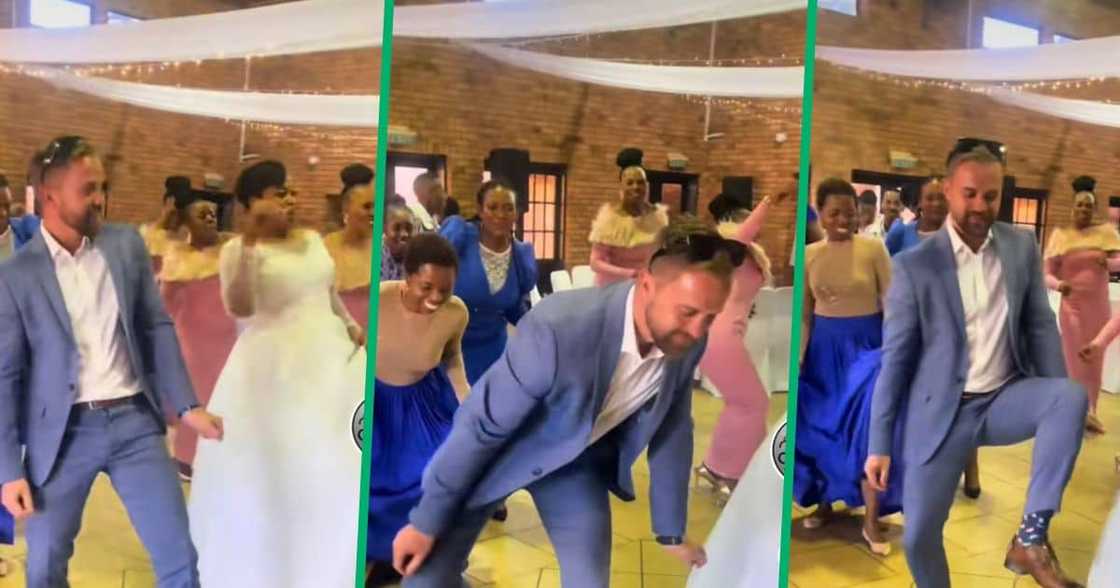 A white man perfects the traditional wedding step. A white man perfects the traditional wedding step.