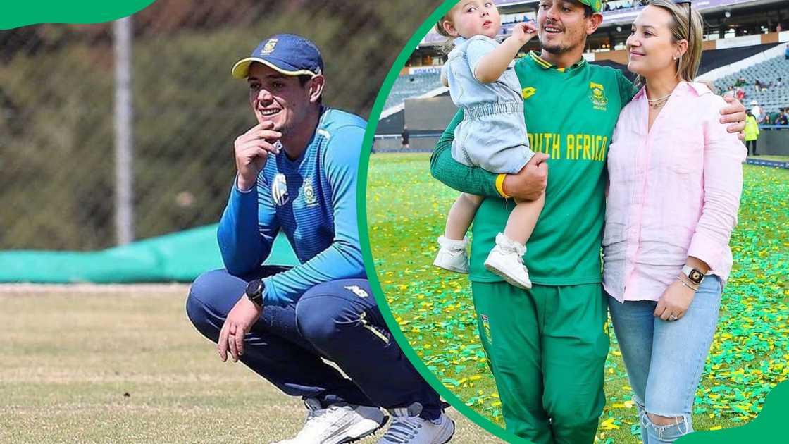 Qunton de Kock on the cricket pitch with his family Qunton de Kock on the cricket pitch with his family