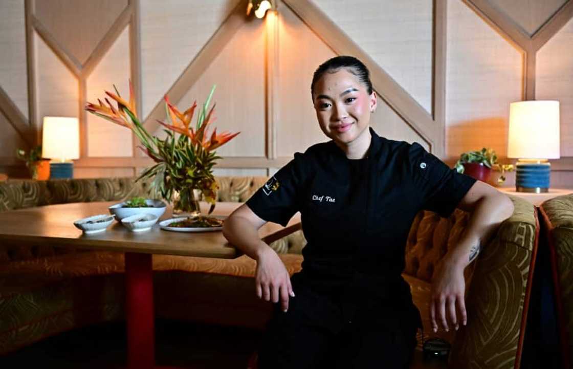 Chef Tue Nguyen sits in her restaurant, called Di Di in West Hollywood, California, on July 10, 2023 Chef Tue Nguyen sits in her restaurant, called Di Di in West Hollywood, California, on July 10, 2023