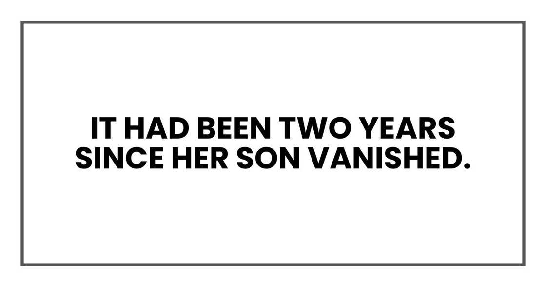 It had been two years since her son vanished. It had been two years since her son vanished.