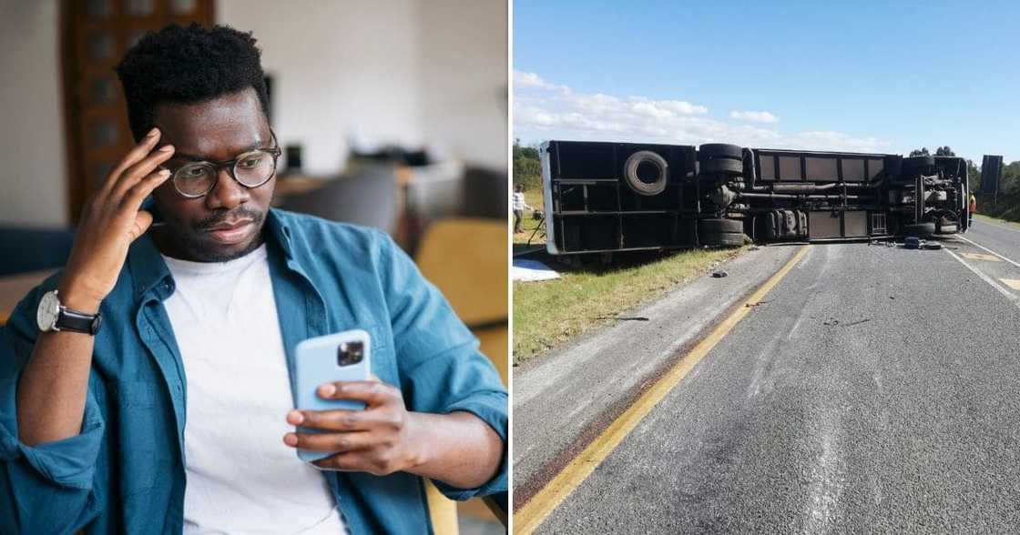 Five people died and 48 were injured after a bus overturned in Sellendam Five people died and 48 were injured after a bus overturned in Sellendam