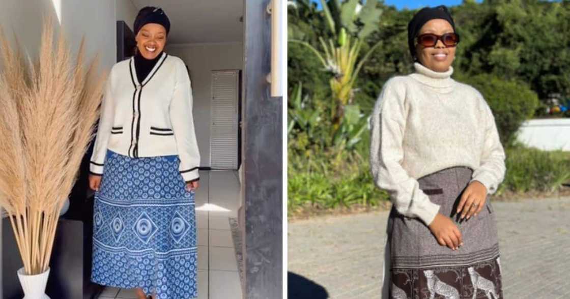 Woman shows off outfits she is wearing as a makoti