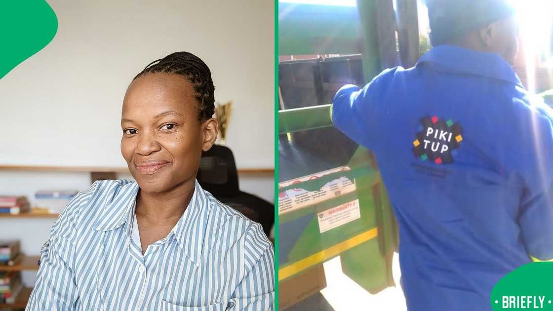 The visual on the right showed a Pikitup worker wearing uniform The visual on the right showed a Pikitup worker wearing uniform