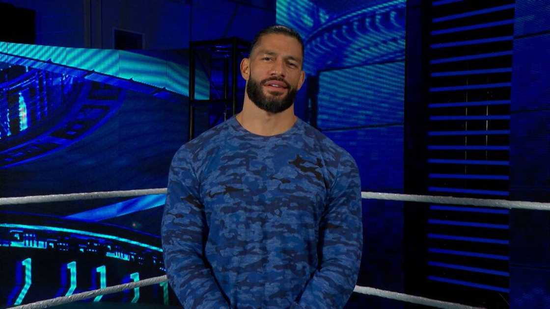 Roman Reigns on stage at an MTV EMA event Roman Reigns on stage at an MTV EMA event