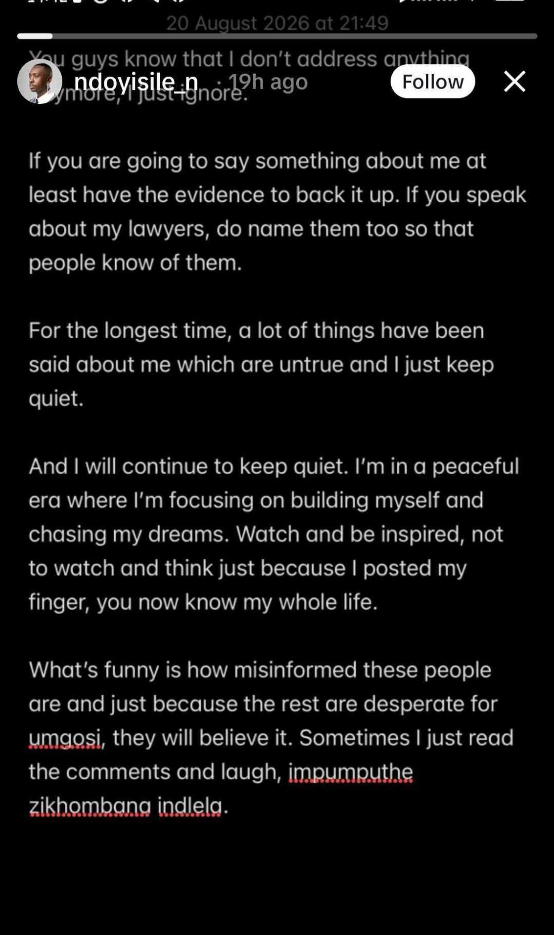 Ndoyisile Sibindi breaks silence on South African asylum application reports