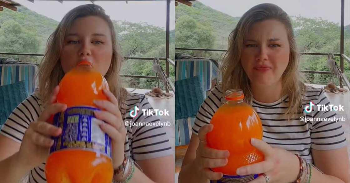 Irish woman drinking oros