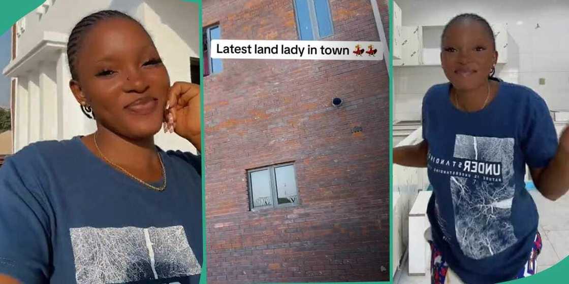 Lady shows off her new house. Lady shows off her new house.