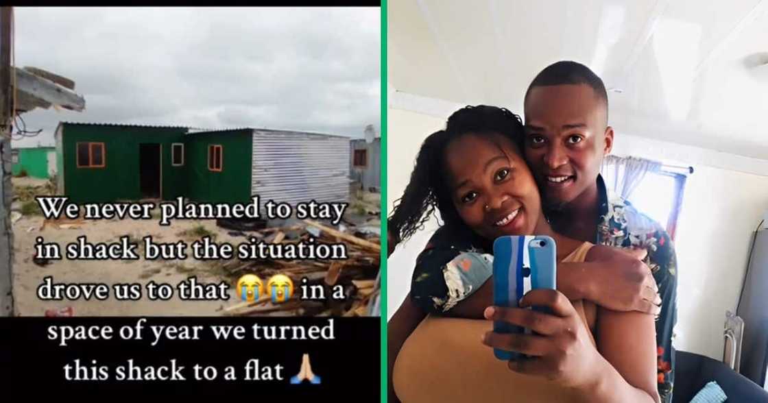 A couple took to TikTok to share their journey about moving from a R6k flat to a shack.