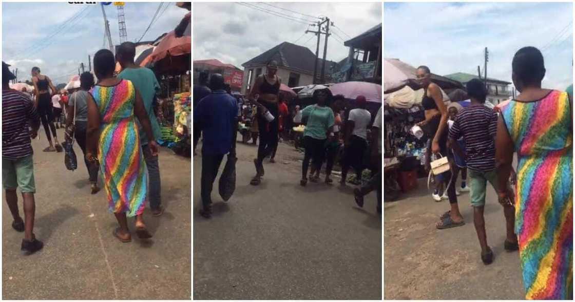 Very tall woman in Nigerian market