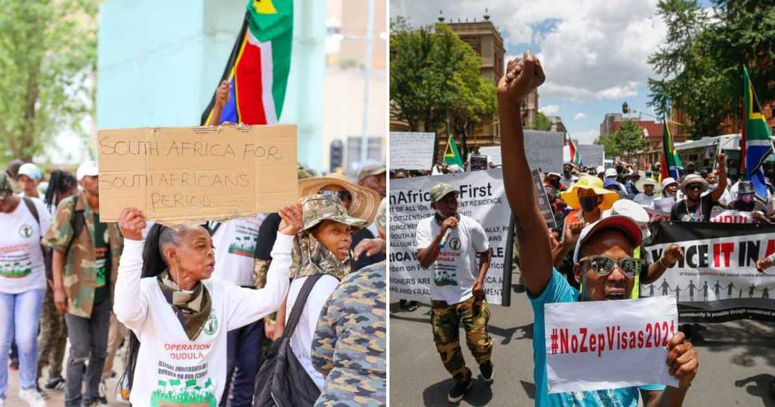 Operation Dudula protested The Zimbabwean Exemption Permit outside the Pretoria High Court Operation Dudula protested The Zimbabwean Exemption Permit outside the Pretoria High Court