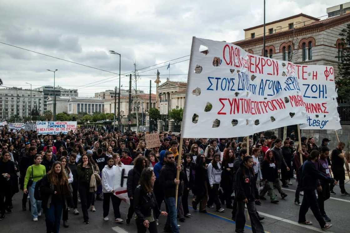 Many protesters urged the government of Prime Minister Kyriakos Mitsotakis to resign over what is the country's deadliest rail accident Many protesters urged the government of Prime Minister Kyriakos Mitsotakis to resign over what is the country's deadliest rail accident