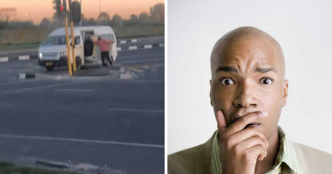 TikTok video of a man trying to put back a Quantum taxi door that fell off at a traffic intersection. TikTok video of a man trying to put back a Quantum taxi door that fell off at a traffic intersection.