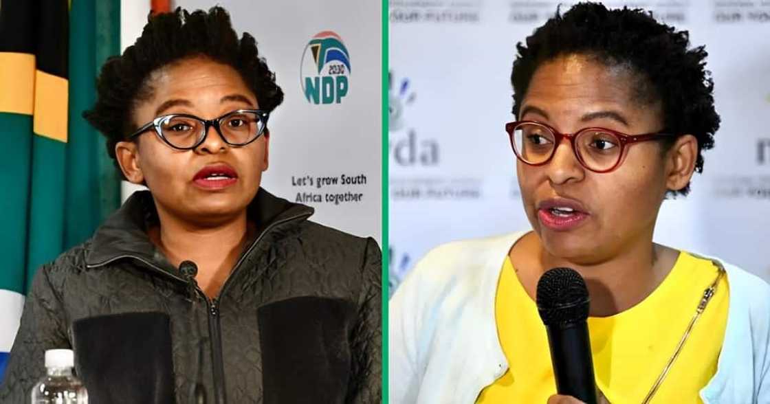 Minister in the Presidency Khumbudzo Ntshavheni’s Versace dress fails to impress. Minister in the Presidency Khumbudzo Ntshavheni’s Versace dress fails to impress.