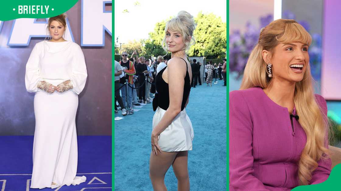 Meghan Trainor in 2019 (L). The songwriter in 2025 (C, R)