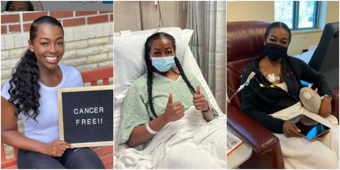 The young lady gave cancer a bloody nose. The young lady gave cancer a bloody nose.