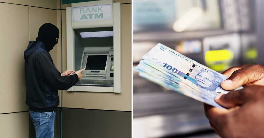 Robber steeling money from an ATM Robber steeling money from an ATM