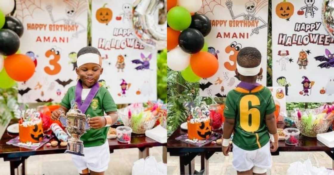 Little boy, 3, Siya Kolisi, birthday party, cute