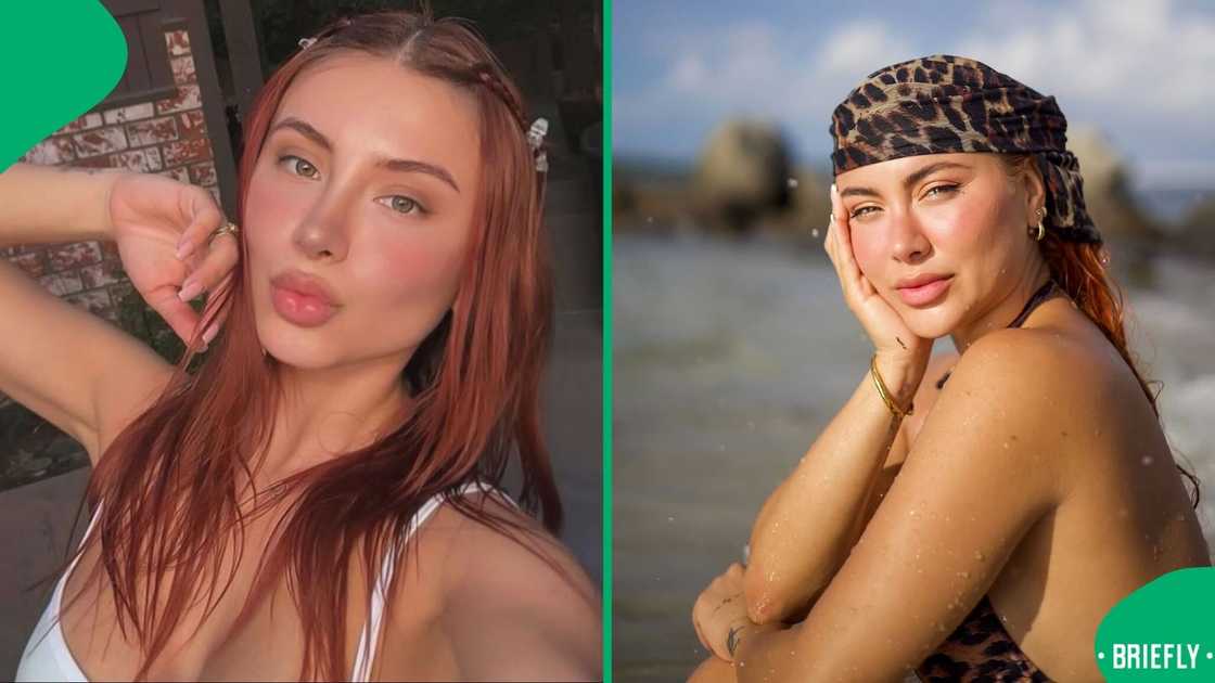 A woman with red hair posed in a picture that went viral with her snake bathing. A woman with red hair posed in a picture that went viral with her snake bathing.