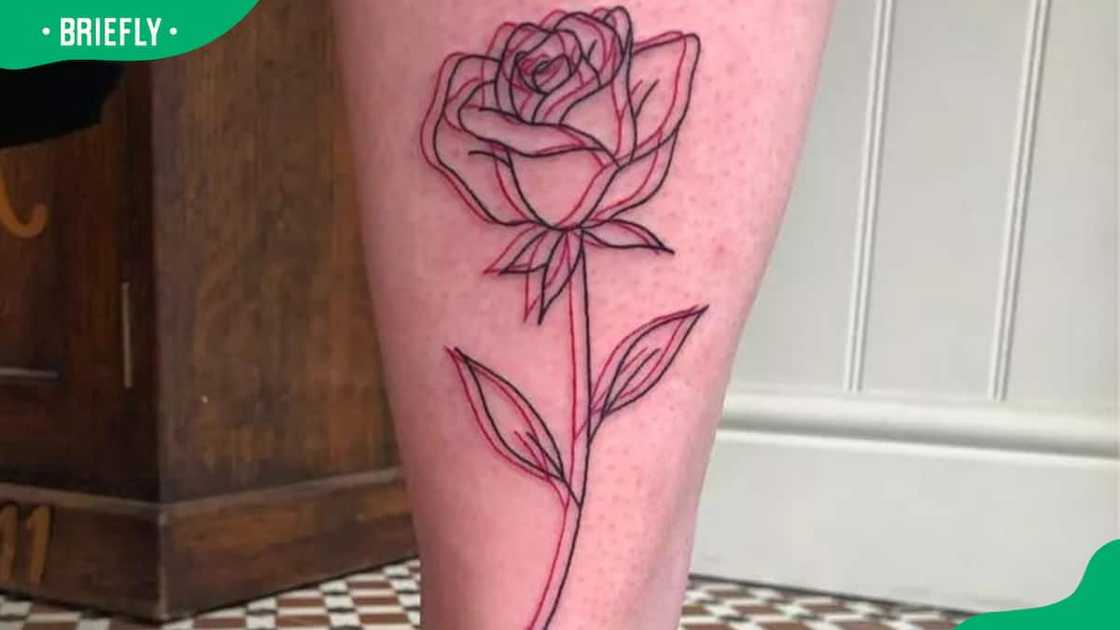 Optical illusion rose tattoo