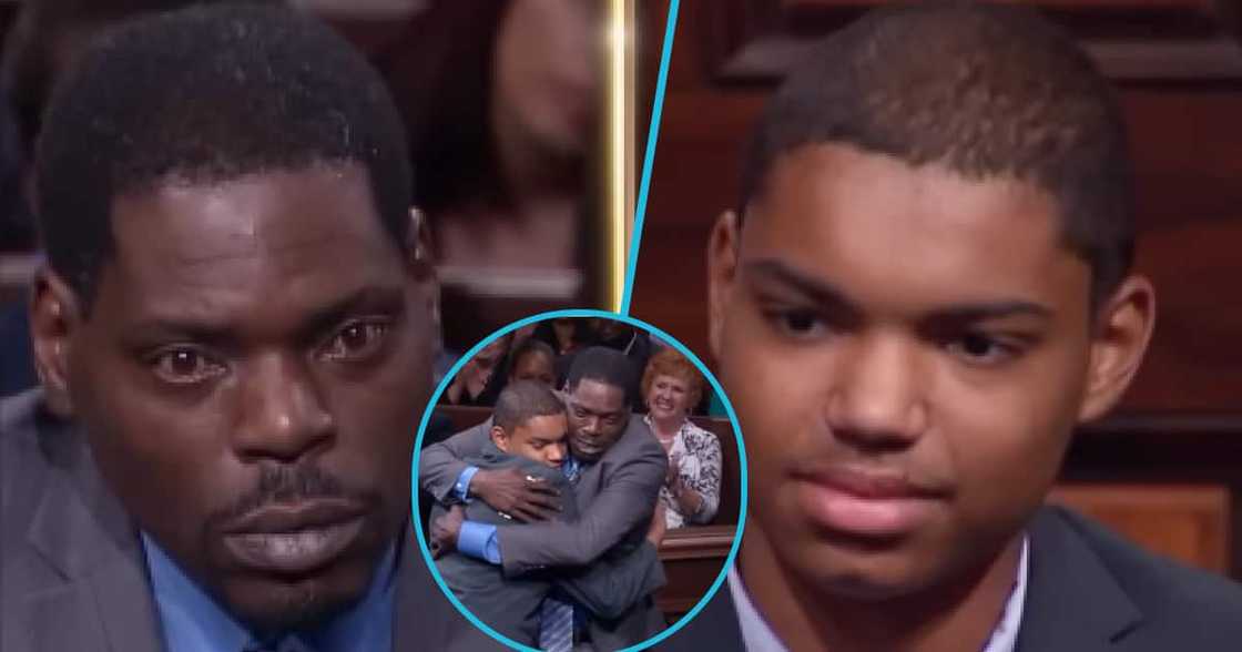 Father and son's hearty moment. Father and son's hearty moment.