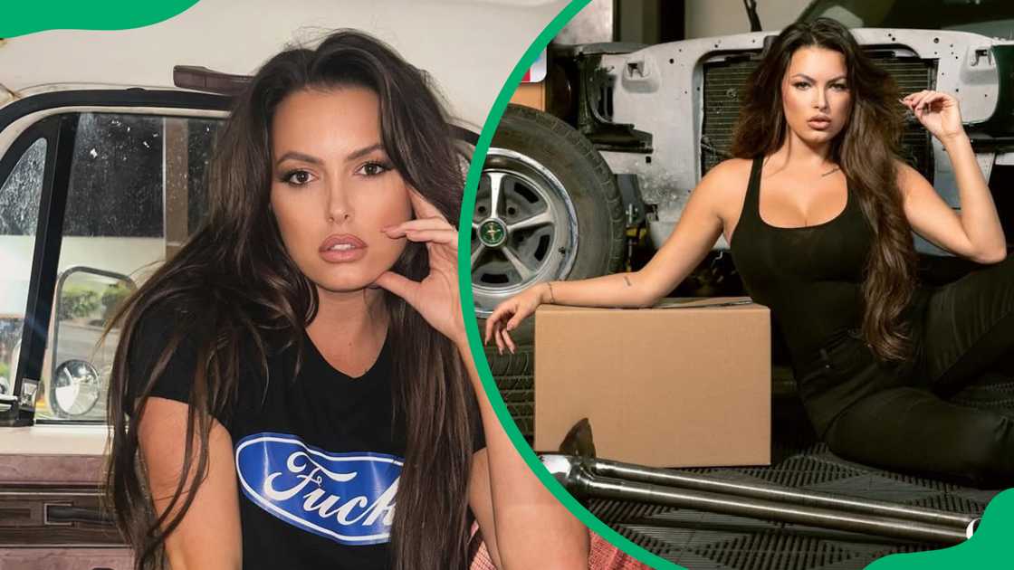 Constance Nunes in the garage Constance Nunes in the garage