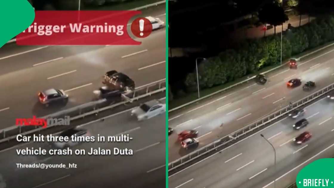 The image on the right showed moments after a huge accident on the highway The image on the right showed moments after a huge accident on the highway