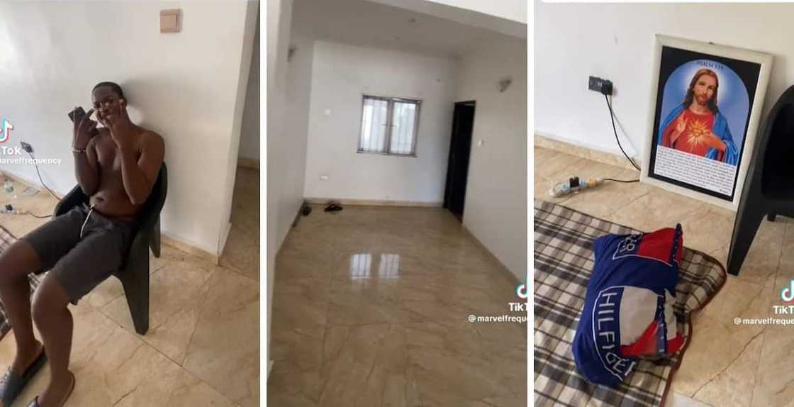 Empty apartment/Young man rented flat with no furniture.